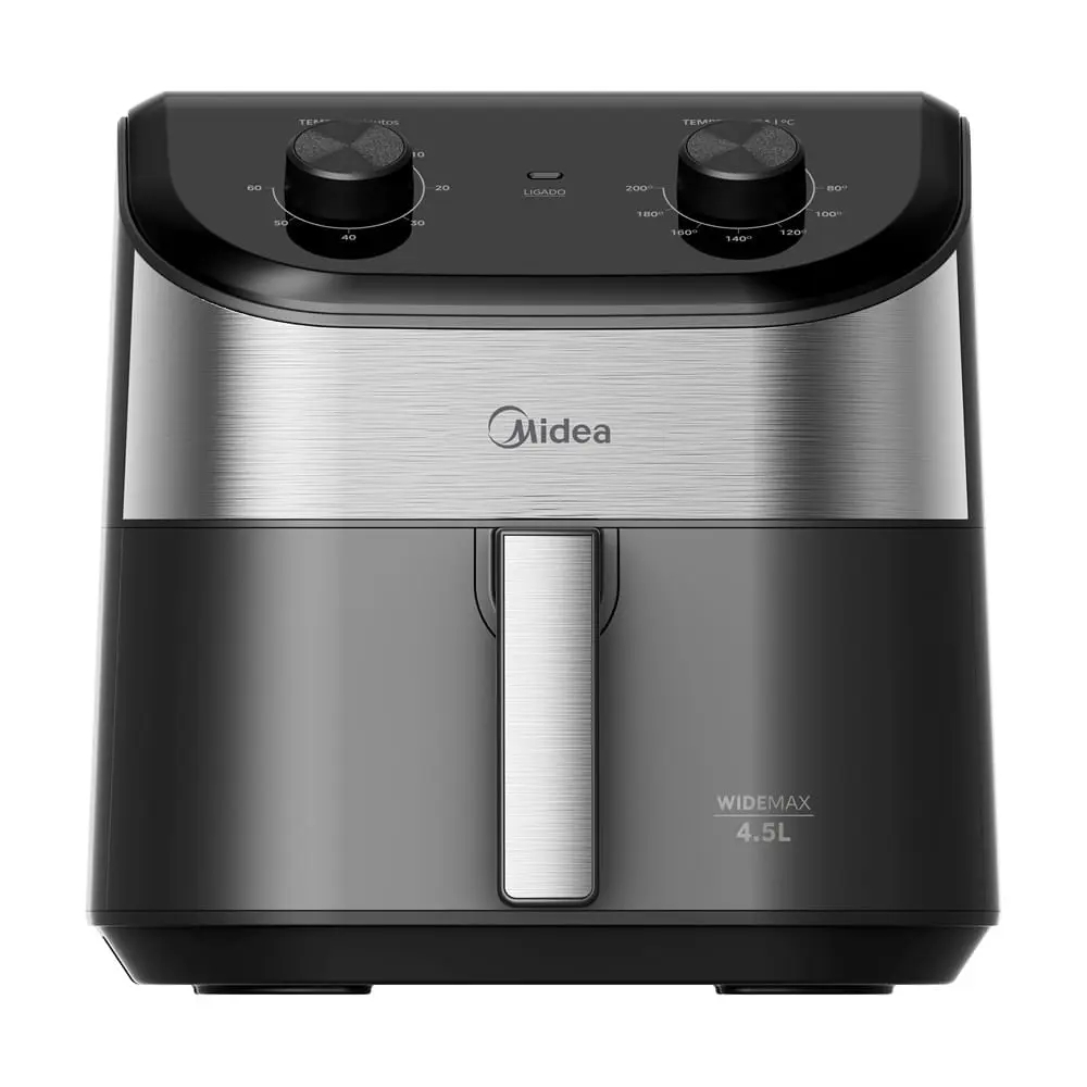 Fritadeira Air Fryer 4,5L Midea Wide Max Cyclone Preto e Inox 1500W 127V