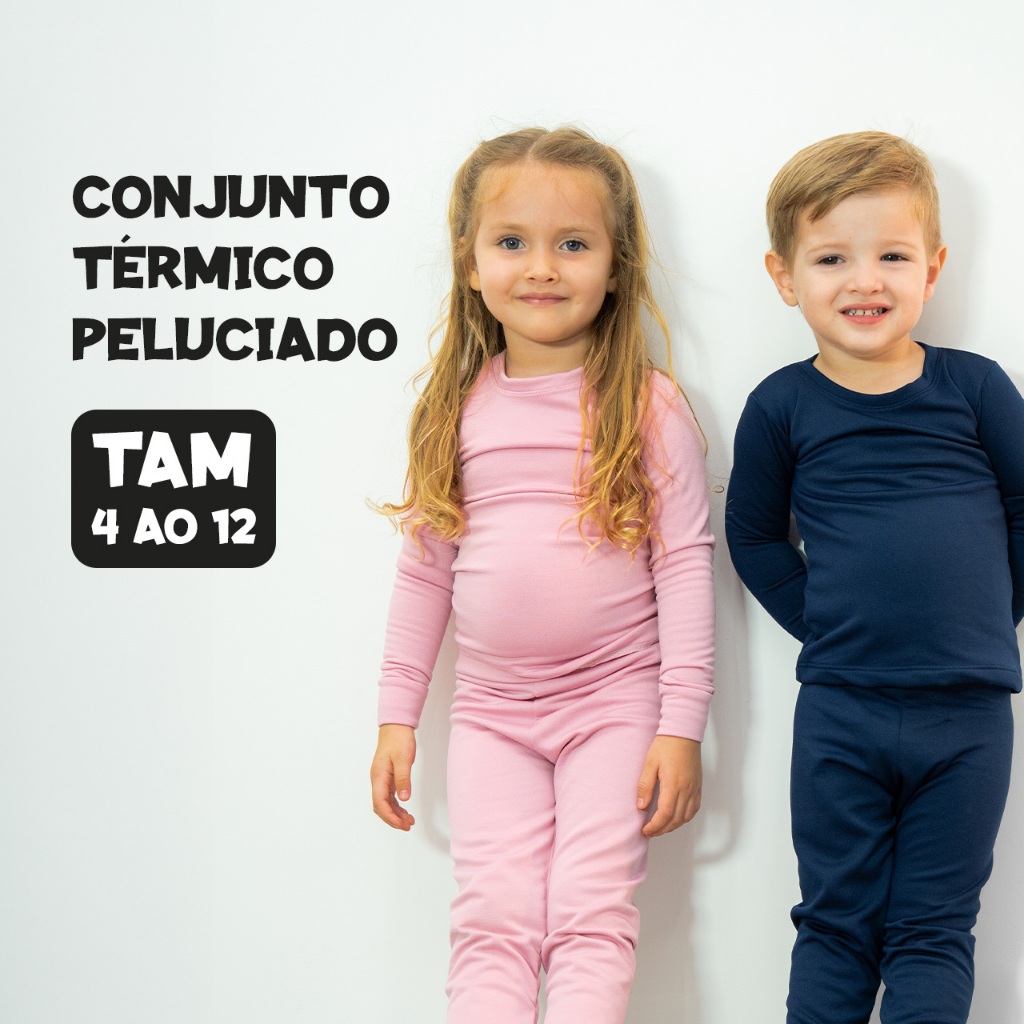 Conjunto Térmico Peluciado Infantil Unissex Menino/Menina Blusa Calça Pijama Quentinho Inverno