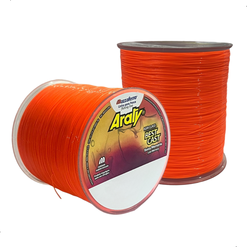 Linha Pesca Monofilamento Araty Best Cast Laranjado Fluorescente Mazzaferro - Envio Imediato