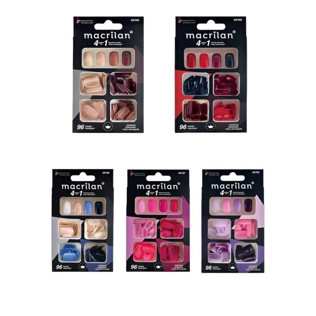 Unhas Postiças 4 Opções em 1 Macrilan em Oferta na Shopee