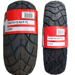 Pneu Kenda Dianteiro 110/80-14 53 + 130/70-13 K761 Sem Camara