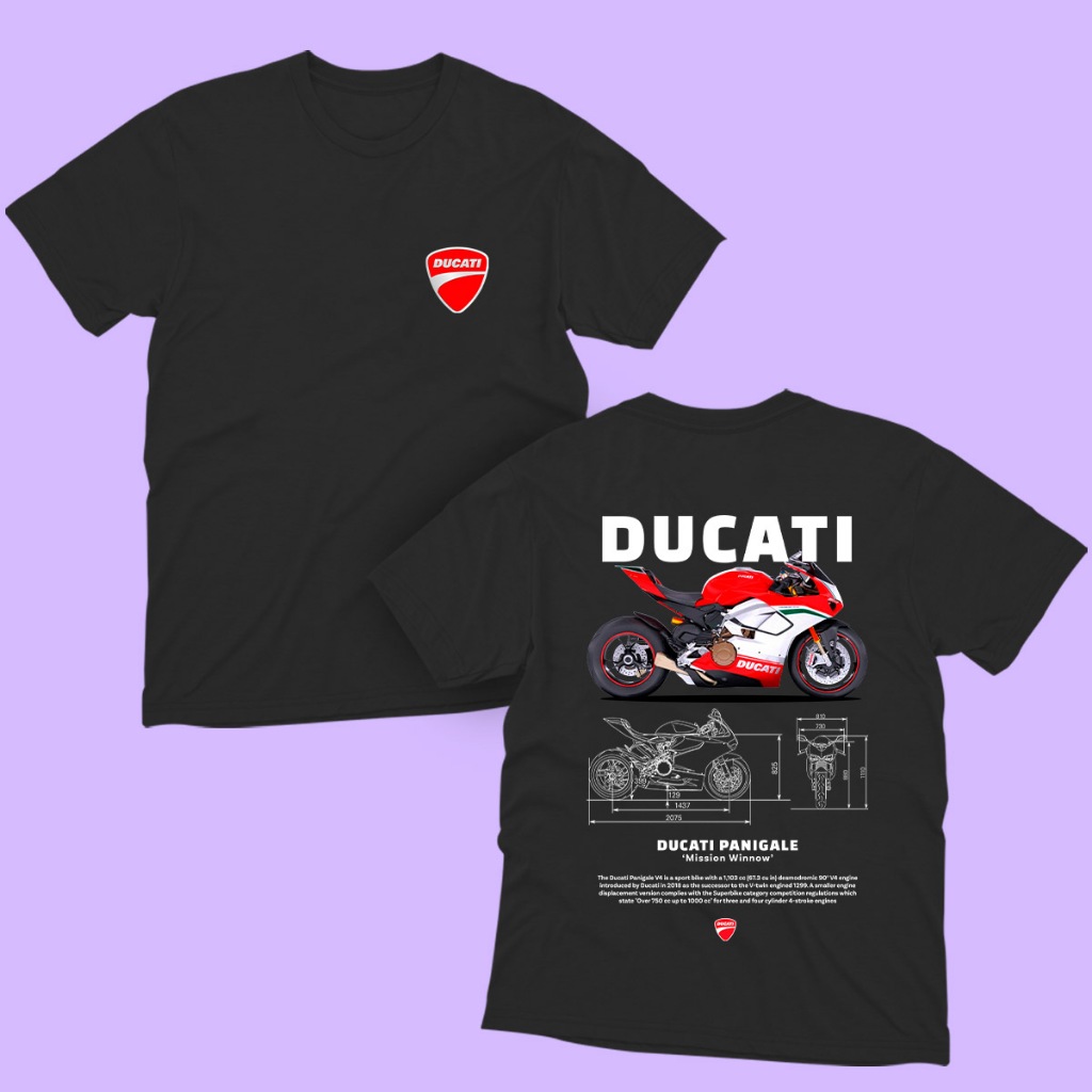 Camiseta Ducati Panigale Frente + Costas Moto 100% Algodão Unissex
