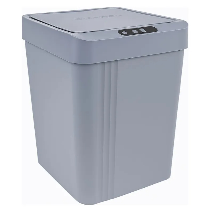 Lixeira CINZA Automática ST-385 Inteligente com Sensor, Fácil de Abrir, 13 Litros-- (AA PILHAS NÃO INCLUSAS)