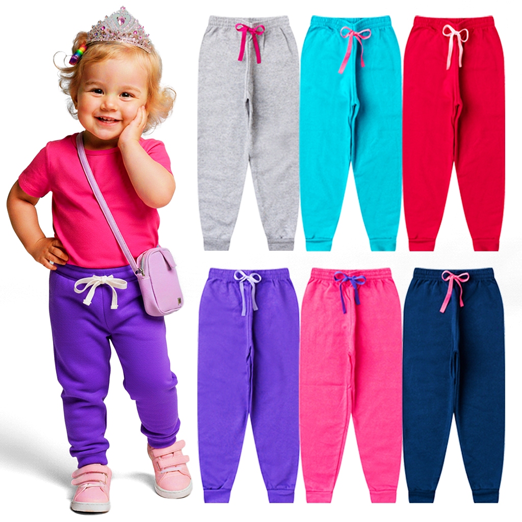 Imagem Kit de 2, 4 ou 5 Calças Menina Moletom Peluciado Inverno Roupa Infantil