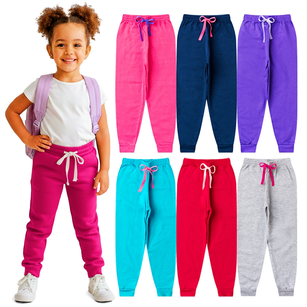 Kit de 2 ou 4 Calças Moletom Inverno Menina Infantil Peluciado