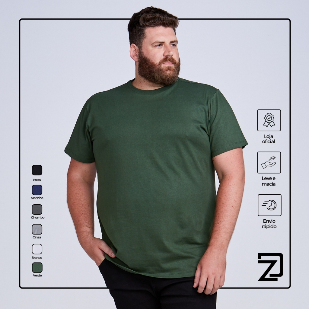 Camiseta Masculina Plus Size Camisa Extra Grande Algodão em Oferta na Shopee