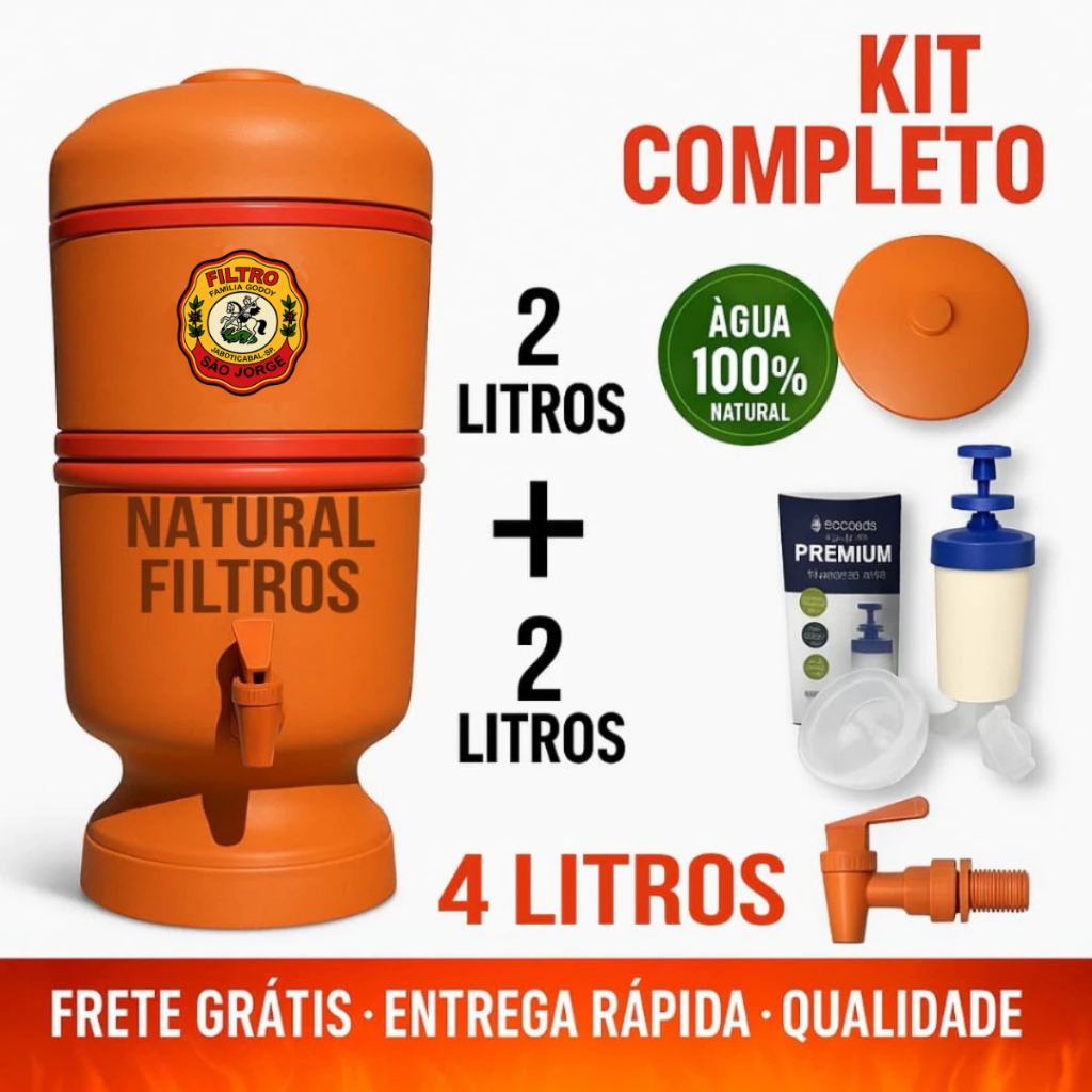 Filtro de Barro Santa Marina 4L – Com Vela, Boia e Torneira – Envio Imediato! Água 100% Natural 🚚 em Oferta na Shopee