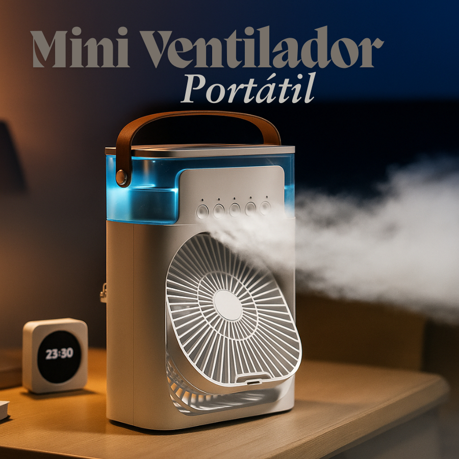 Mini Ventilador portátil 3 em 1: ventilador umidificador e luz LED com reservatório de água