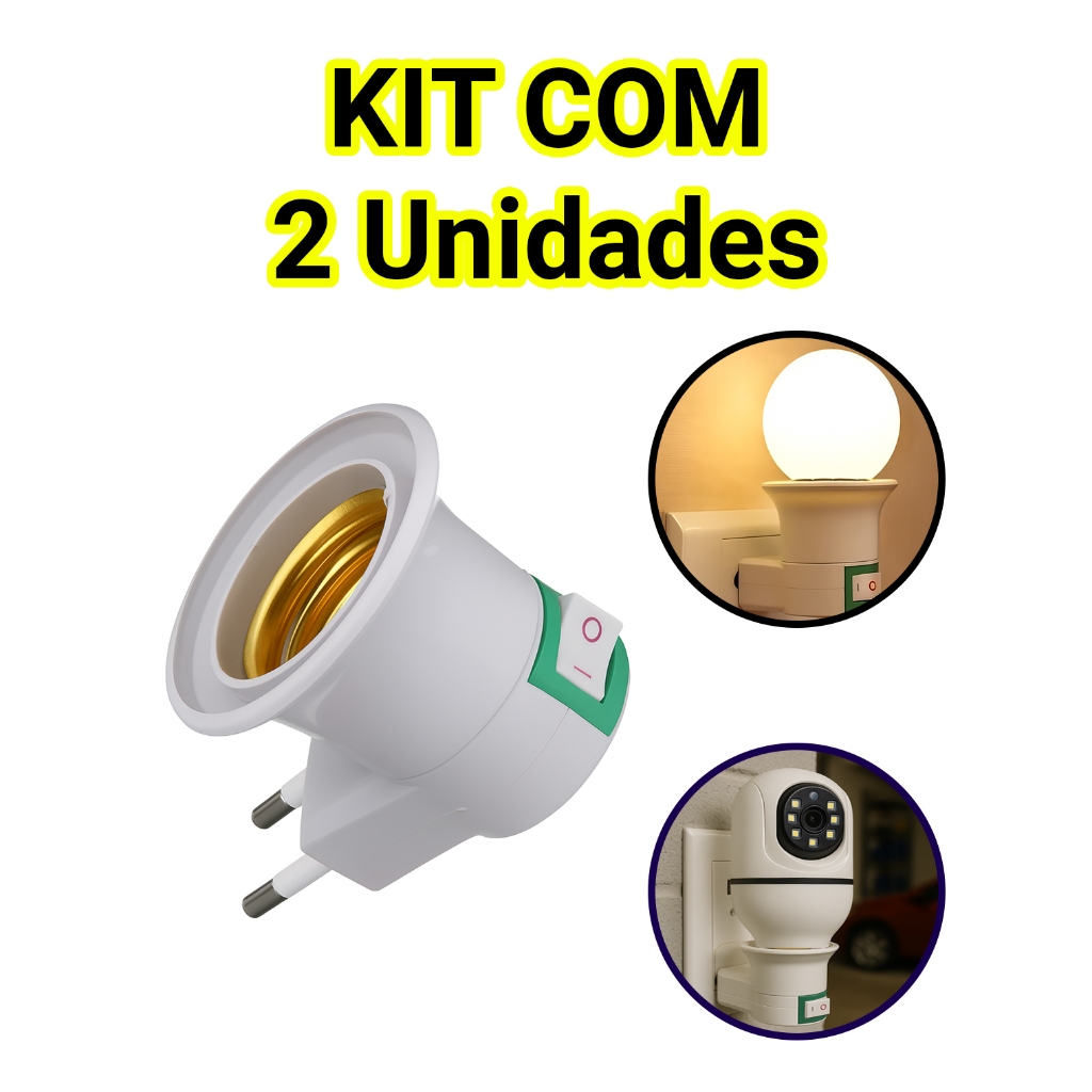 Adaptador Tomada Para Lâmpada Soquete E27 Bivolt 110/220v Portátil Com Interruptor Botão Liga Desliga Suporte Bocal Plug em Oferta na Shopee