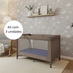 Kit de 3 Lençol Cercado De Bebê Chiqueirinho com elástico Percal 400 fios