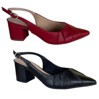 Scarpin Feminino Mariotta Salto Bloco Bico Fino Elegante 20663