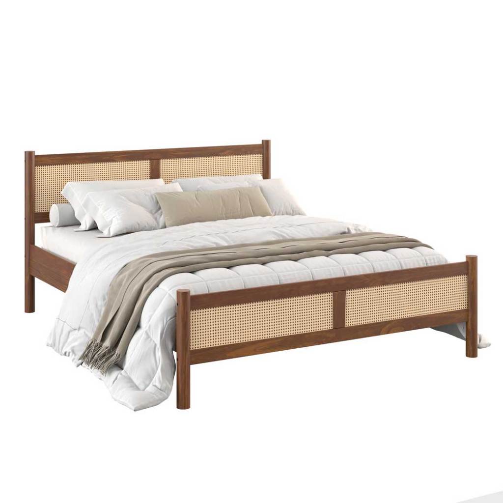 Cama Queen Palhinha Madeira 200 x 160 cm Rattan Reforcada Castanho Cefira · foto 2
