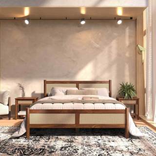 Cama Queen Palhinha Madeira 200 x 160 cm Rattan Reforcada Castanho Cefira em Oferta na Shopee