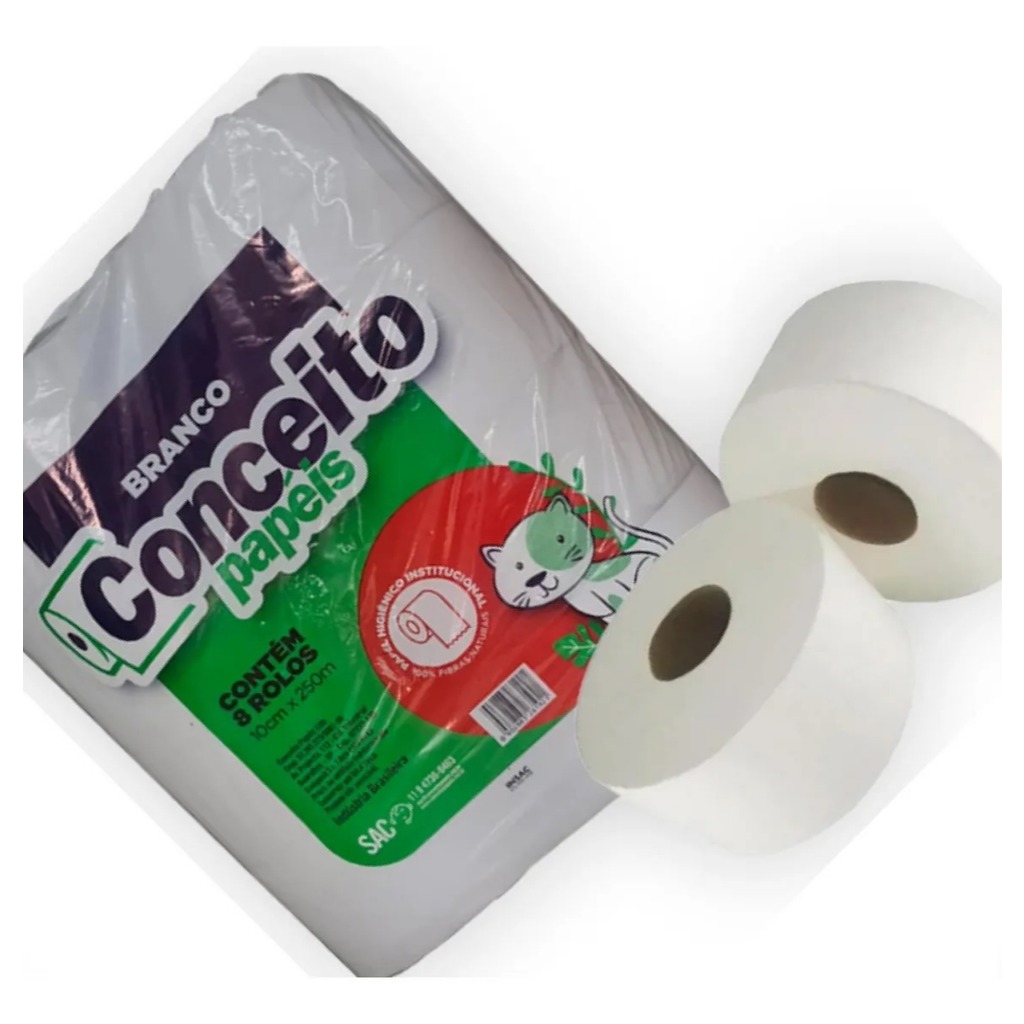 PAPEL HIGIENICO BRANCO 250X10X08 CONCEITO PAPEIS