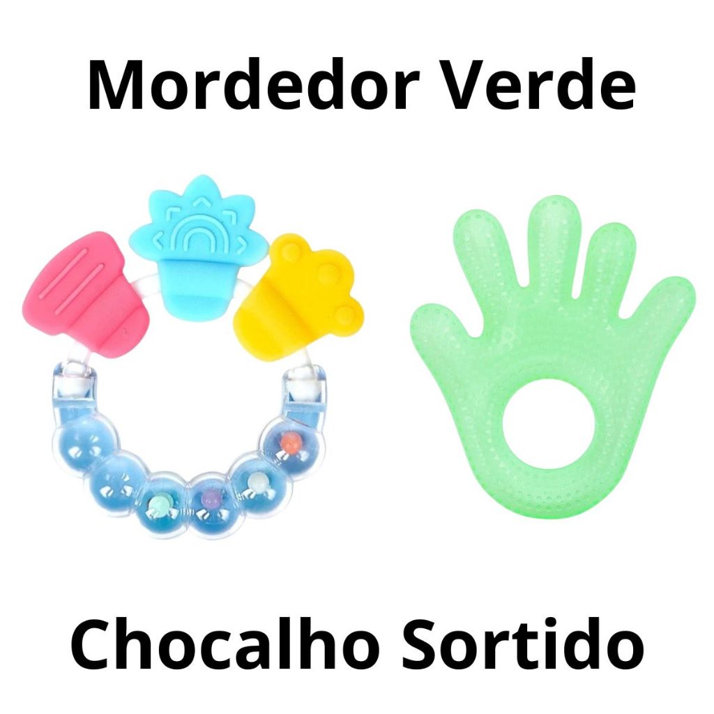 Kit mordedor infantil Soft Massageador - Seguro para bebês Fase Oral - Alivia Dor na Gengiva
