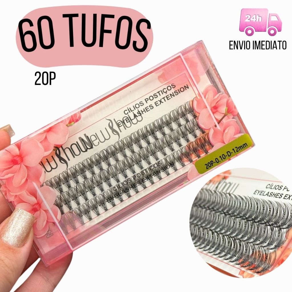 Tufos sem Nó 20P - Cílios New Show - 60 Unidades Cilios Postiços Extensão Alongamento Fio em Oferta na Shopee