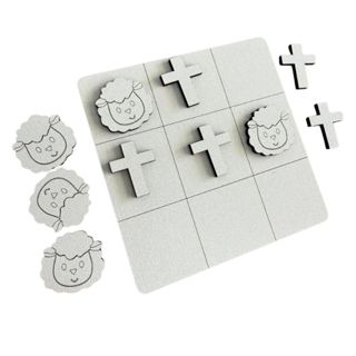 Kit 10/20/30 Unidades Jogos da Velha Lembrancinha Páscoa Ovelha Cruz Jesus MDF Tabuleiro Brinquedo em Oferta na Shopee