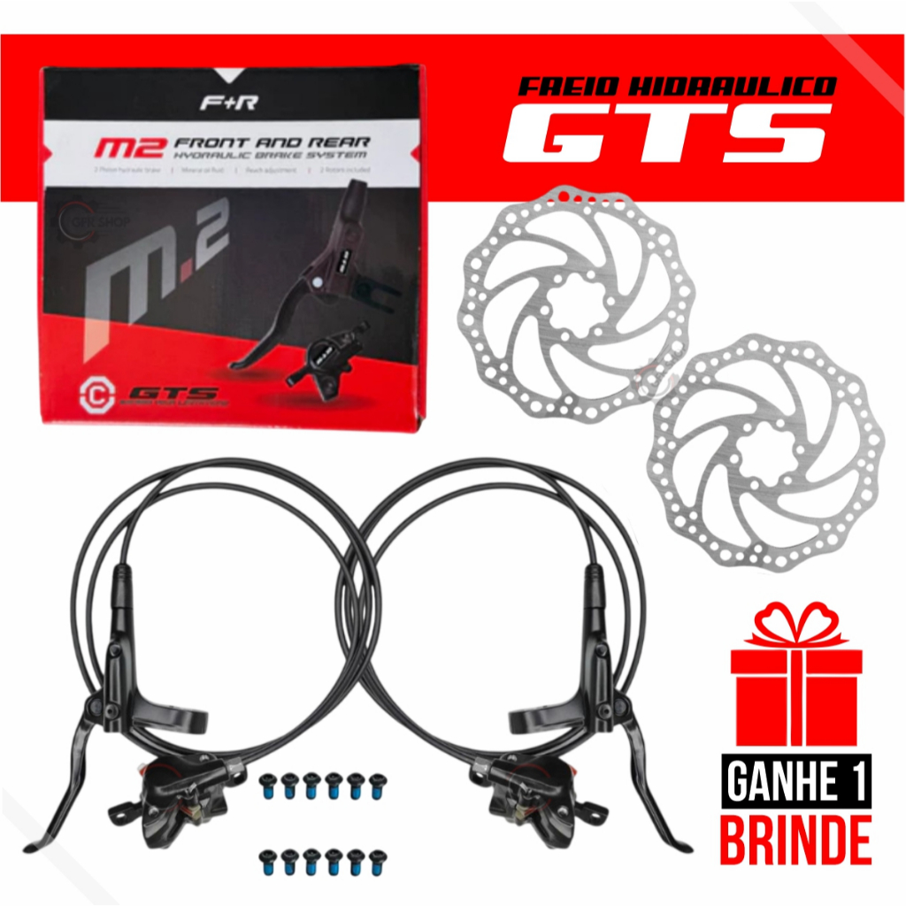 Kit Freio a Disco Hidráulico Completo Pinças e Disco Rotor 160mm Maçaneta Tipo Shimano Bike Mtb GTS em Oferta na Shopee