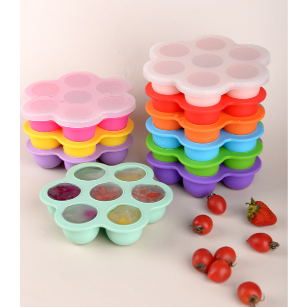 Porta Pote Papinha Recipiente Fundo De Silicone  Com Tampa COM7 Divisórias para Introdução Alimenta