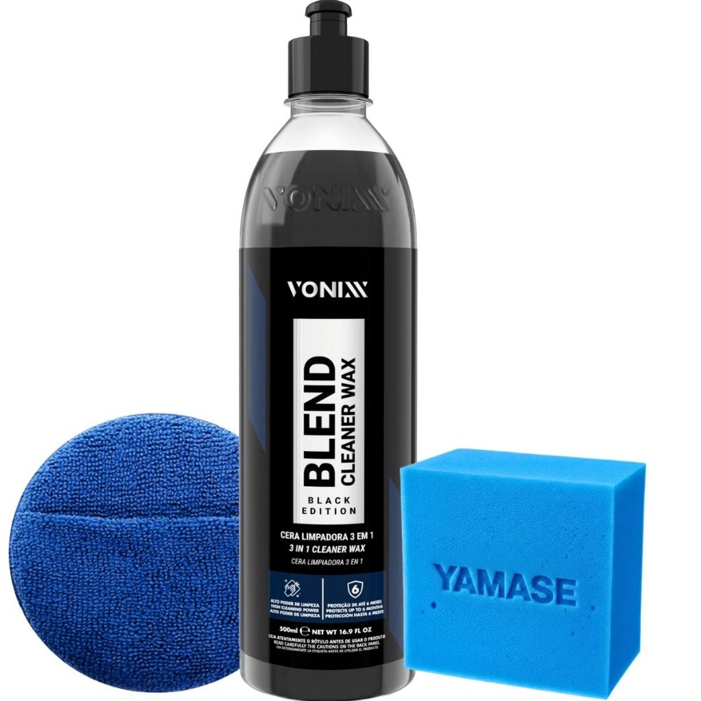 Blend Cleaner Black Wax Cera Limpadora para Carros Escuros + Aplicador Microfibra com Encaixe de Mão em Oferta na Shopee