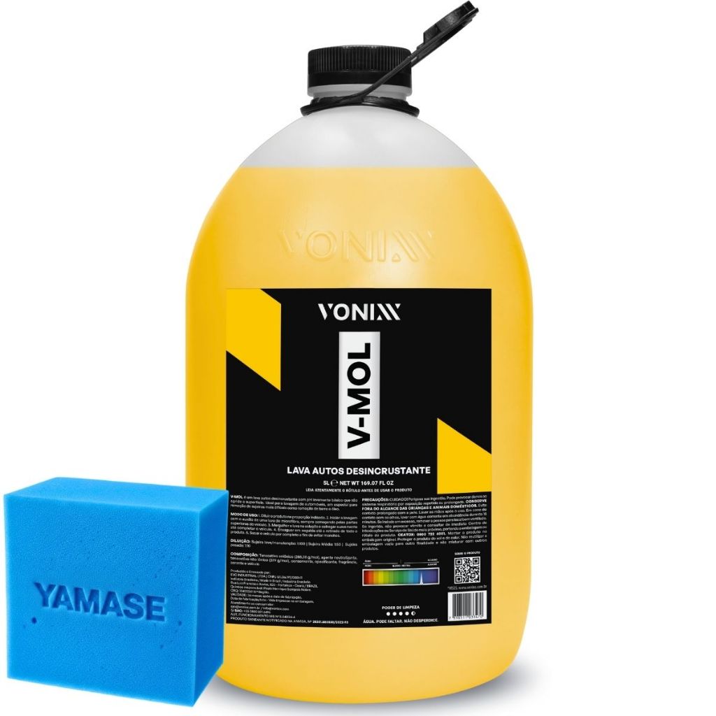 Shampoo Desengraxante Lavagem Automotiva V-Mol Vonixx 5L + Aplicador de Espuma Yamase em Oferta na Shopee