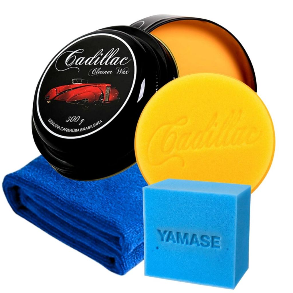 Cera Cleaner Wax Limpadora Automotiva 300g Cadillac + Pano de Microfibra 40x40cm em Oferta na Shopee