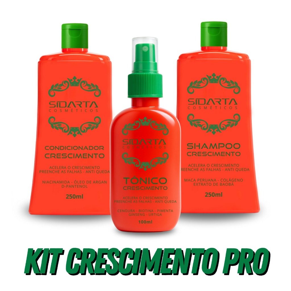 💣Combo Pró+ (3x3CF) Sidarta Crescimento Capilar - Tônico Explosivo + Shampoo + Condicionador 💣