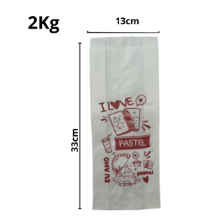 100 Sacos P/ Pastel 2kg (com Barreira De Gordura) I love pastel NOVO em Oferta na Shopee