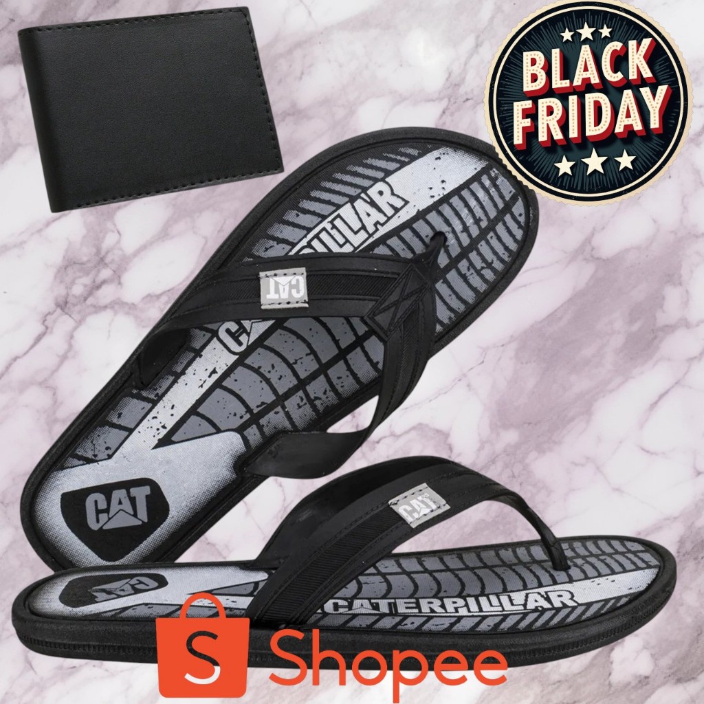 chinelo caterpillar confort de dedo anti-derrapante + carteira em Oferta na Shopee