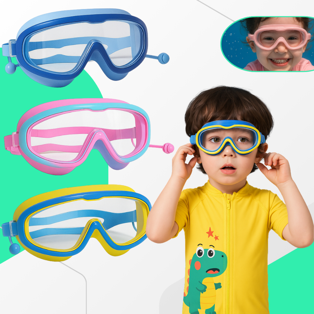 Imagem Óculos Natação Infantil Com Protetor Auricular Protetor De Ouvido Anti - Nevoeiro