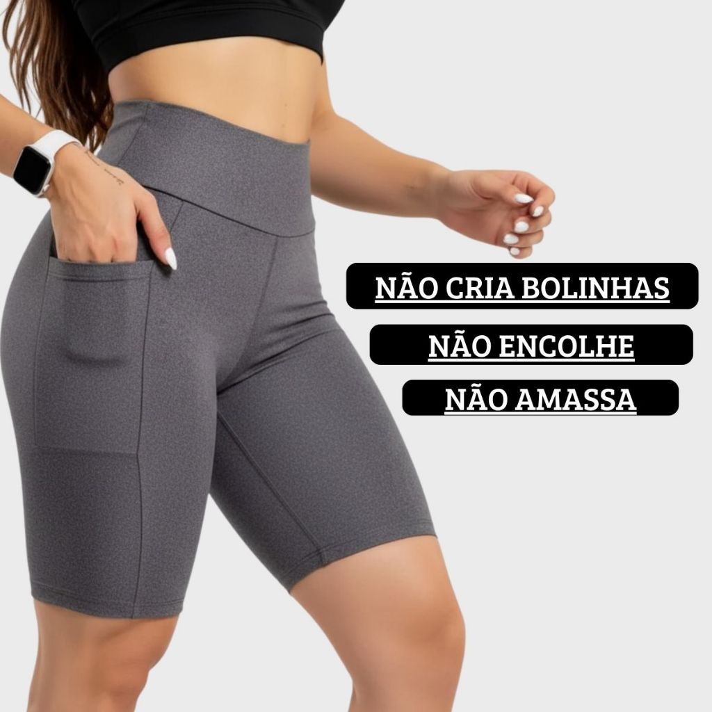 Bermuda academia Feminina c/ bolso para CAMINHADA CORRIDA ACADEMIA em Oferta na Shopee
