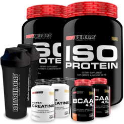 Kit 2x Proteína Isolada Iso Protein 900g + 2x BCAA 100g + 2x Creatina 100g + 2x Coque - Bodybuilders