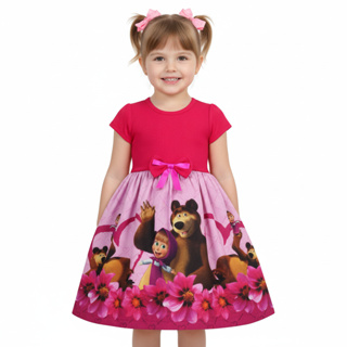 Vestido infantil temático menina e o Urso em Oferta na Shopee