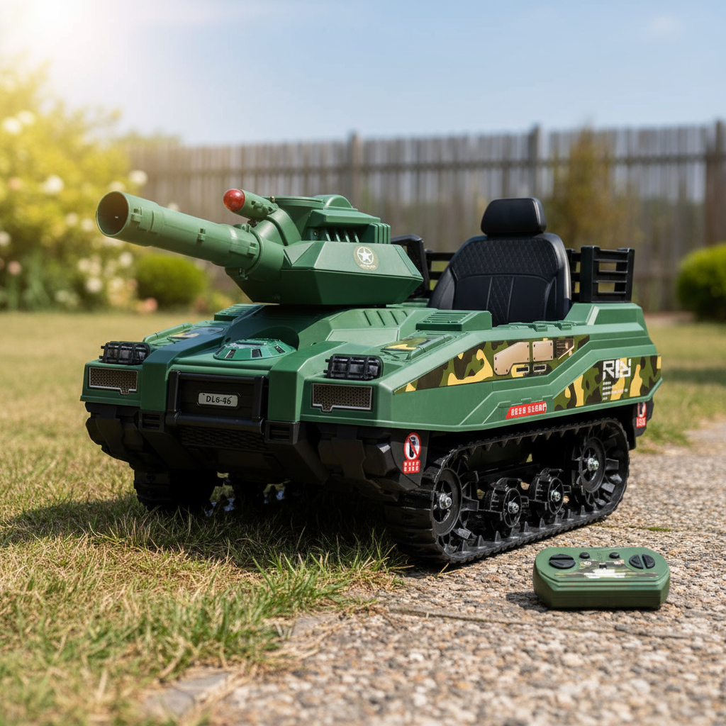 Mini Tanque Guerra Elétrico Infantil 12v Munição Som Luz Verde 110v/220v