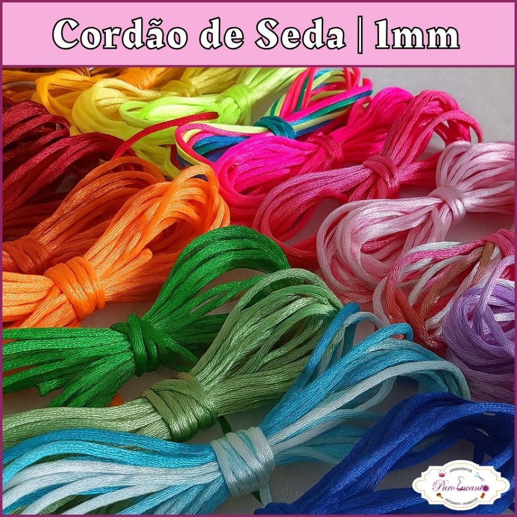 Fio de Cetim Colorido 1MM – Kit com Diversas Cores | Cordão para Artesanato e Pulseiras e Bijuterias em Oferta na Shopee