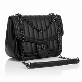 Bolsa Transversal Feminina Matelassê Preta Corrente Luxo GRENOBIL Casual Elegante Dia Dia