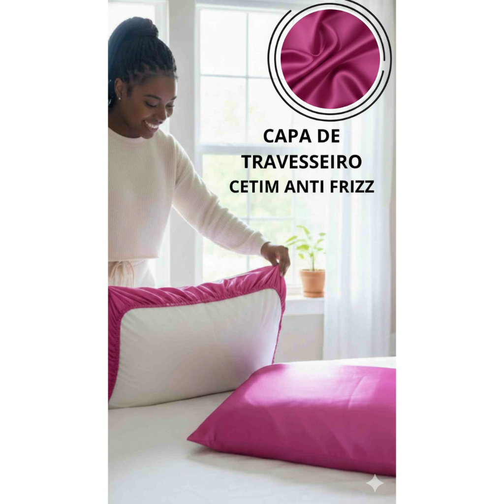 Capa  Fronha De Cetim Premium Anti Frizz Para Travesseiro 70X50 cm Cabelo Hidratdo SEm Frizz