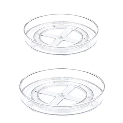 2x Bandeja Organizador Redondo Rotatório Acrílico Maquiagem Condimentos Mesa Cozinha Banheiro