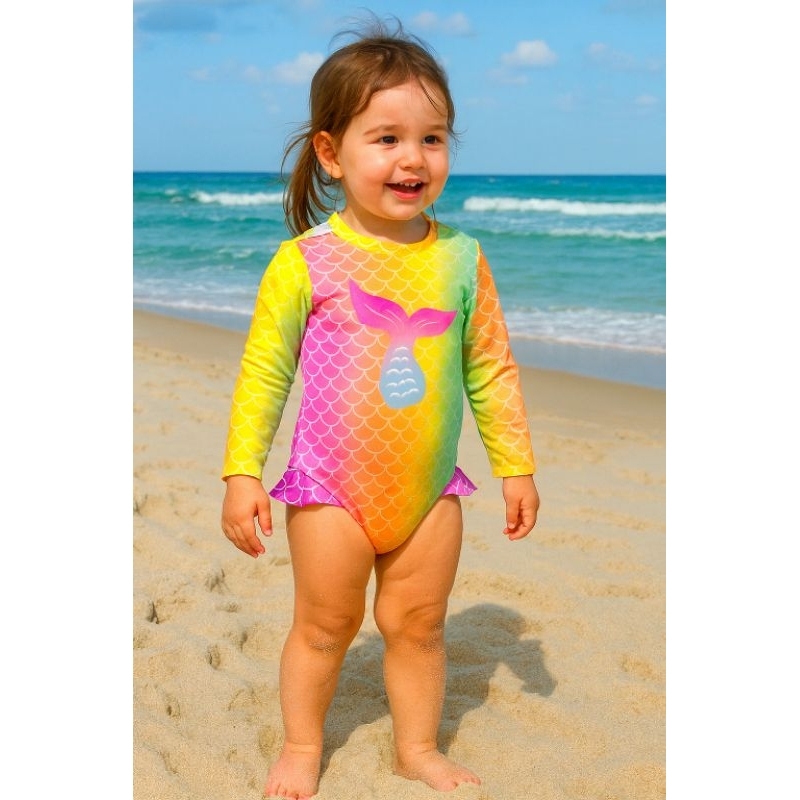 Maio Bebê com Proteção Solar UV FPU50 Praia Piscina menina