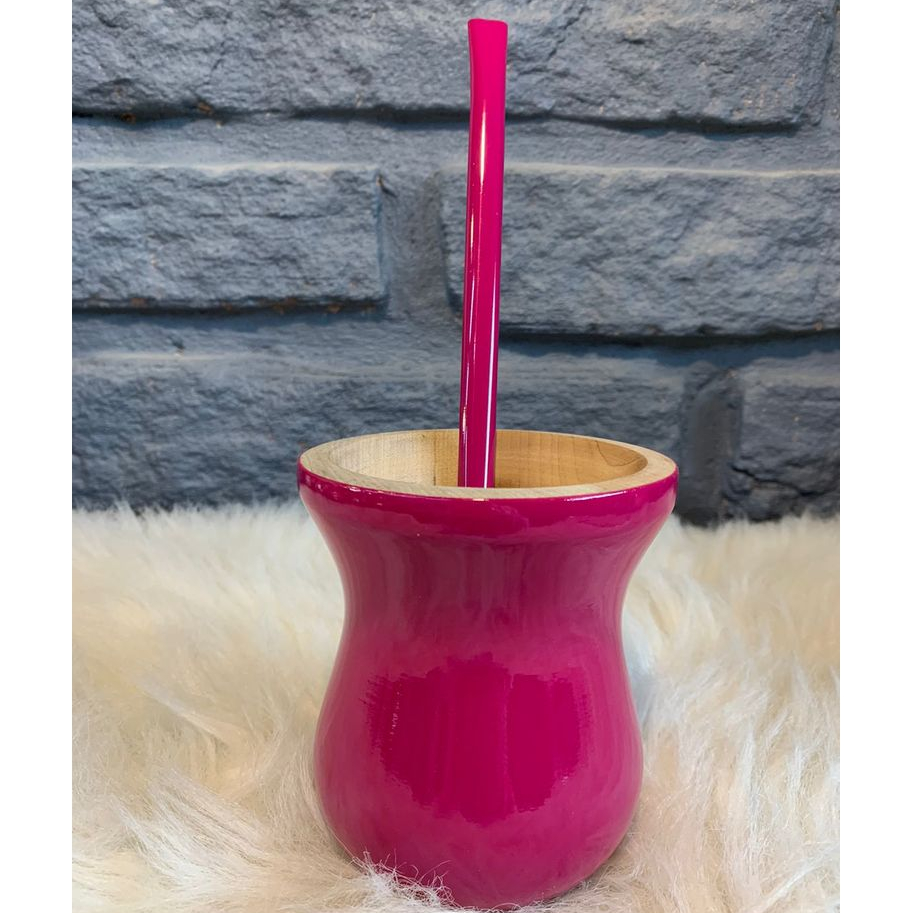 [BLACK FRIDAY] Kit Chimarrão: Cuia madeira Colorida Fosca em Madeira + Bomba Inox Colorida em Oferta na Shopee