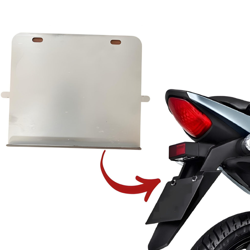 Suporte Placa Mercosul Moto Aço 1.2mm Reforçado Resistente Não Enferruja Cg Fan Start Titan Yahama