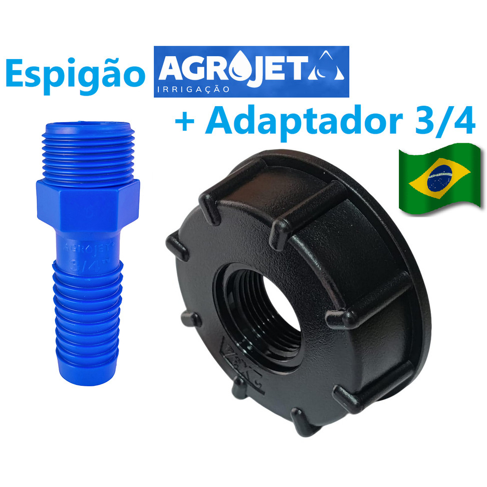 KIT Conexão Redução Adaptador Ibc S60x6 3/4" + Espigão 3/4