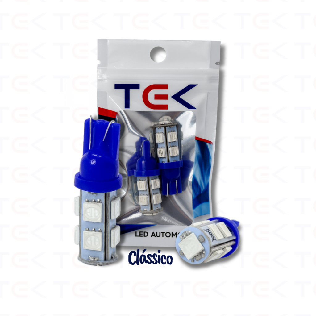 Kit 2 UNI e 10 UNI lâmpada Led t10 2821 9 Leds 12v Smd AZUL em Oferta na Shopee