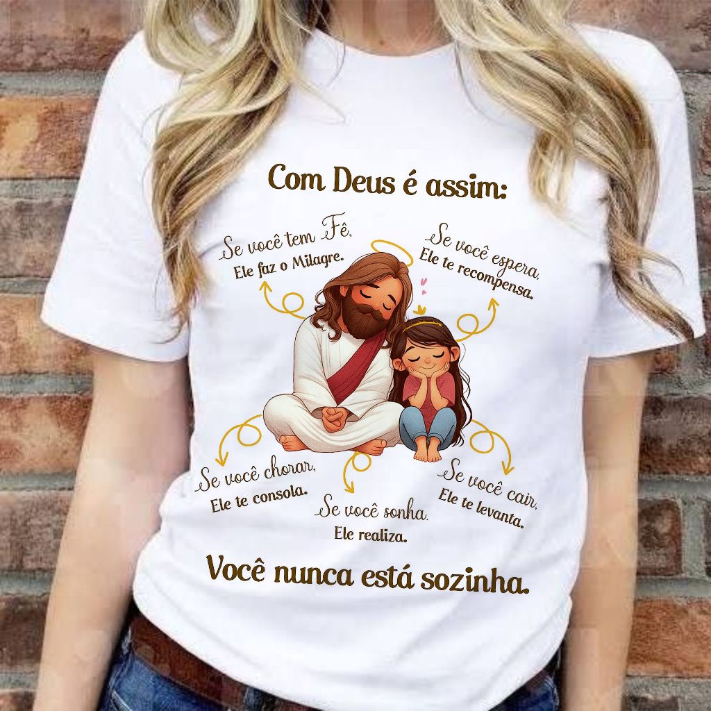 Blusa camiseta Jesus cristã com DEUS É ASSIM, blusinha evangélica católica plus size ADULTO E INFANTIL em Oferta na Shopee