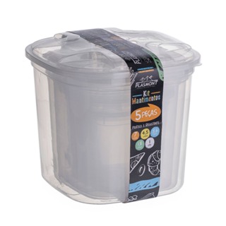 Kit Mantimento Conjunto 5 Potes Com Tampa De Rosca BPA FREE Organizador De Alimentos Pote Hermético em Oferta na Shopee