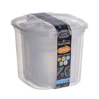 Kit Mantimento Conjunto 5 Potes Com Tampa BPA FREE Organizador De Alimentos Pote Hermético
