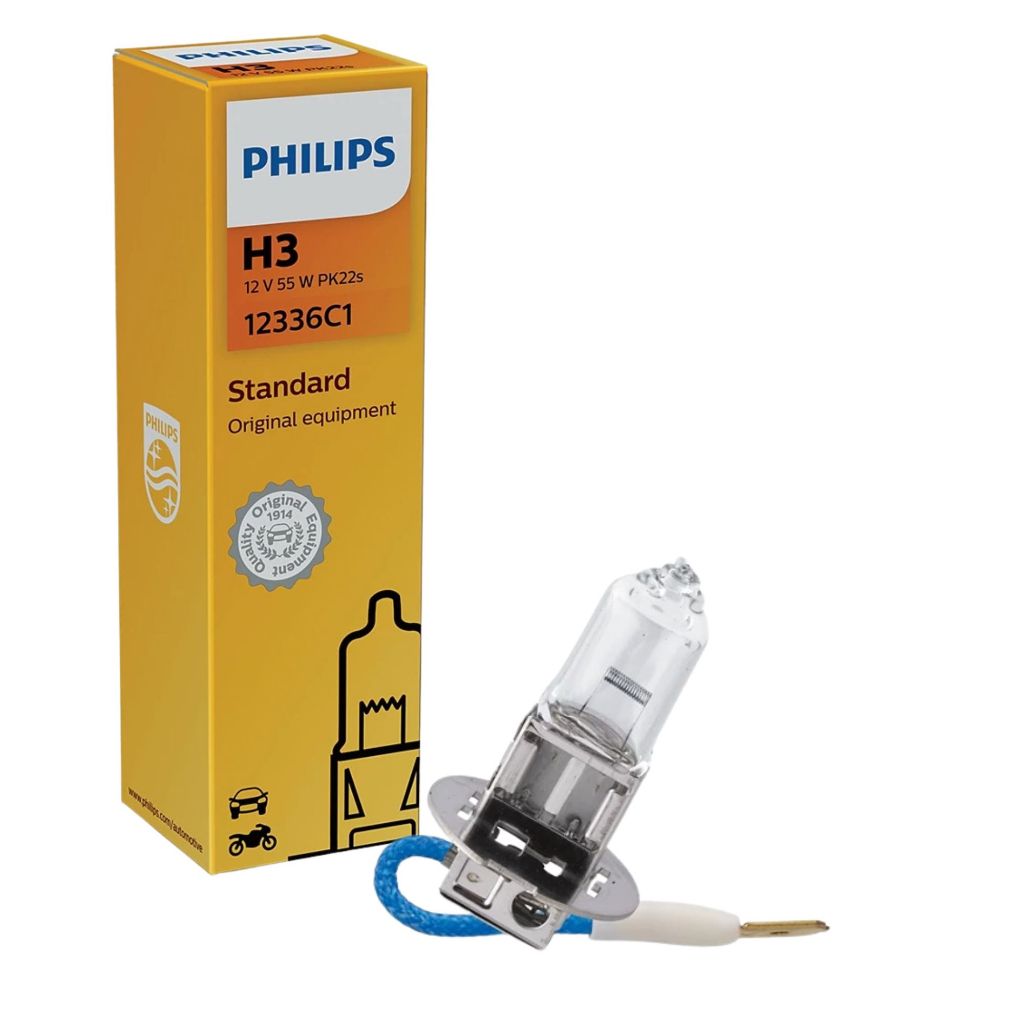 LAMPADA HALÓGENA ORIGINAL PHILIPS STANDARD FAROL ALTO E BAIXO H3 12V 55W REPOSIÇÃO em Oferta na Shopee