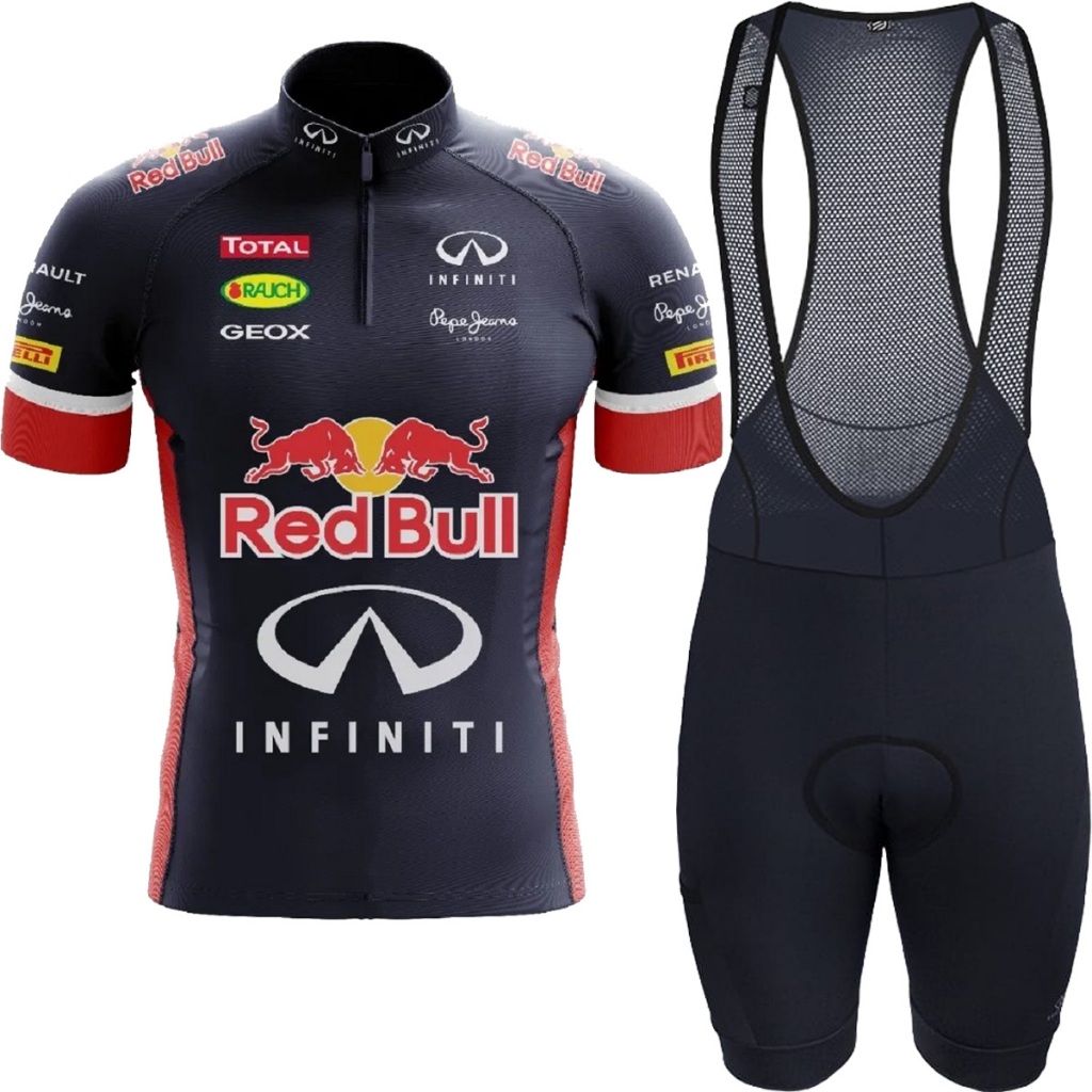 Kit Camisa Bretelle Forro Gel Esporte Ciclismo Confort Red Bull