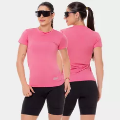 Camisa Camiseta Dry Fit Feminina Esportiva Academia Corrida Treino Proteção Anti UV Manga Curta Rosa
