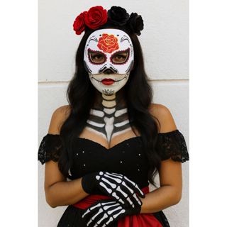 Mascara Caveira Mexicana Meia Face Festa Fantasia Cosplay Halloween Carnaval Baile em Oferta na Shopee
